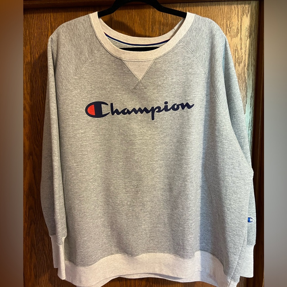 Champion Graphic Sweatshirt Womens 3x Comfy 2-tone Gray Casual Relax Crew